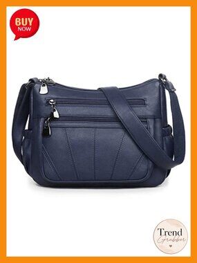 Soft PU Leather Crossbody Satchel Handbag Tote with Multiple Pockets